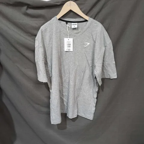 GYMSHARK POWER T-SHIRT, GREY, OVERSIZED FIT, SIZE M