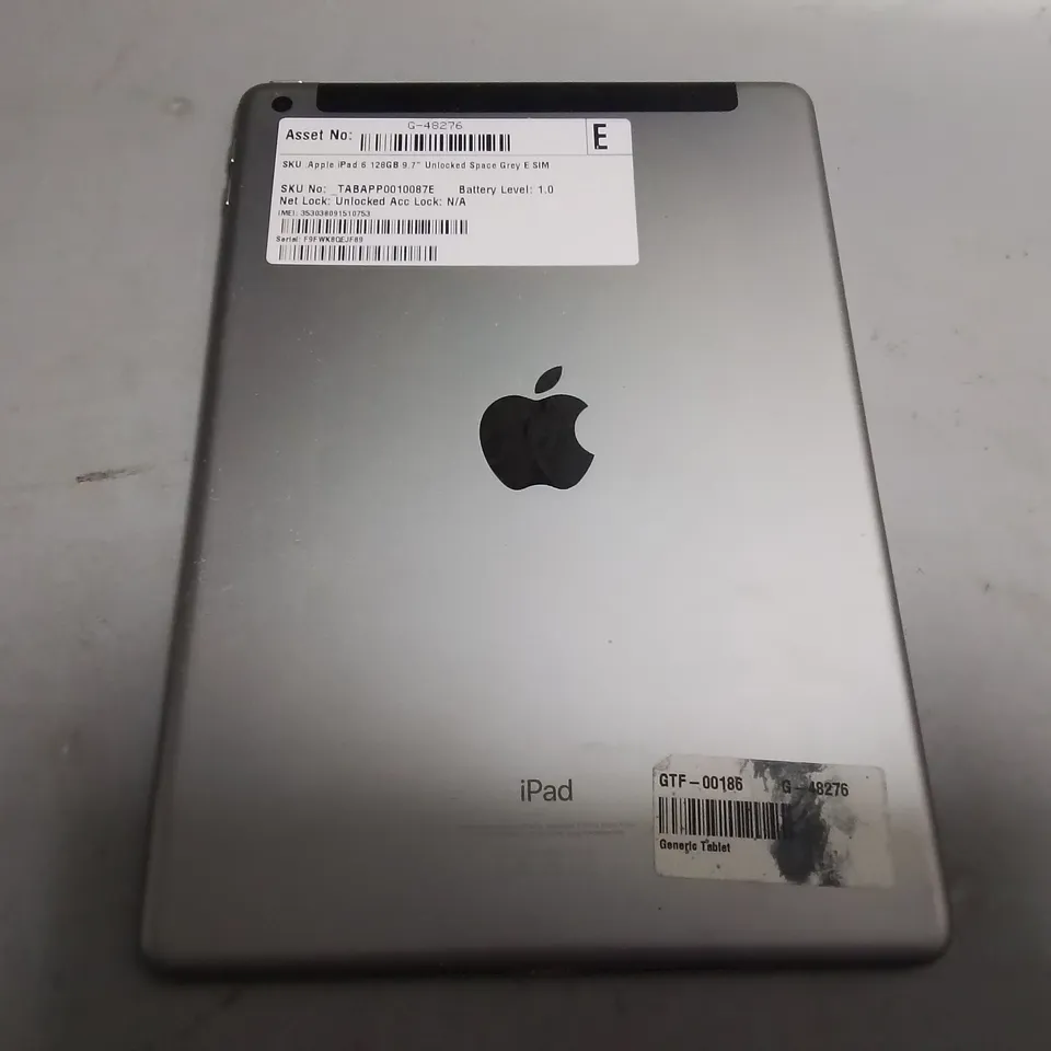 UNBOXED APPLE IPAD 6 128GB 9.7" IN SPACE GREY