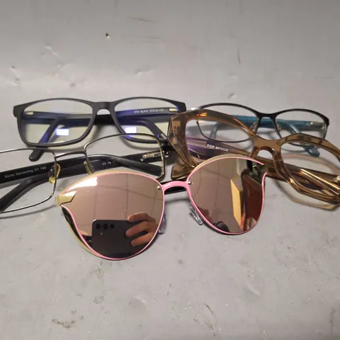 APPROXIMATELY 15 ASSORTED VISION CARE ITEMS TO INCLUDE -SUNGLASSES , EYEWEAR GLASSES , CARRY CASES ETC