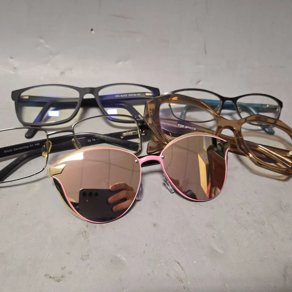 APPROXIMATELY 15 ASSORTED VISION CARE ITEMS TO INCLUDE -SUNGLASSES , EYEWEAR GLASSES , CARRY CASES ETC