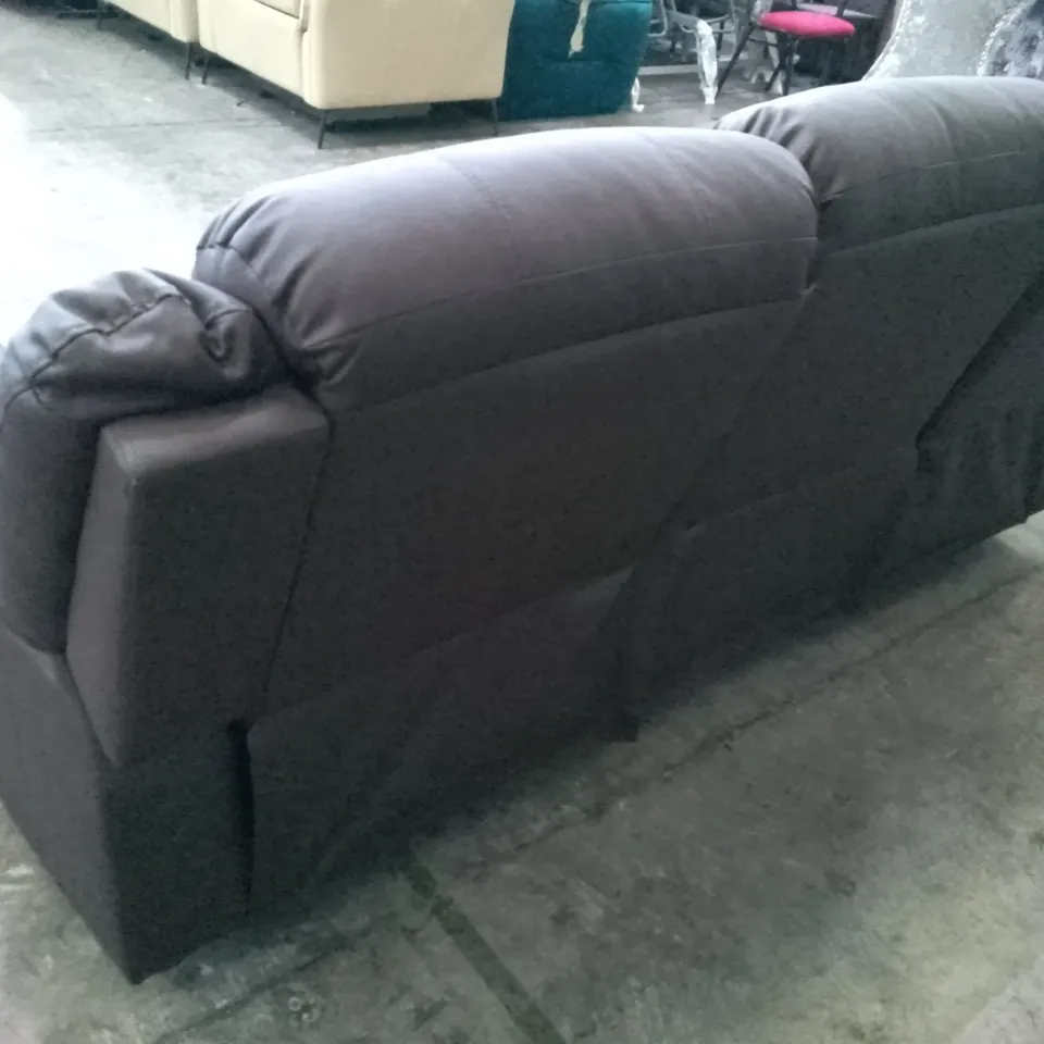 QUALITY DESIGNER STAMFORD 3 SEATER MANUAL RECLINER SOFA - DARK BROWN LEATHER 