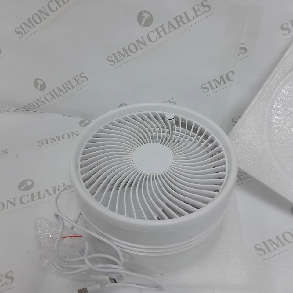 BOXED BELL & HOWELL OSCILLATING FOLDING RECHARGEABLE FAN, WHITE