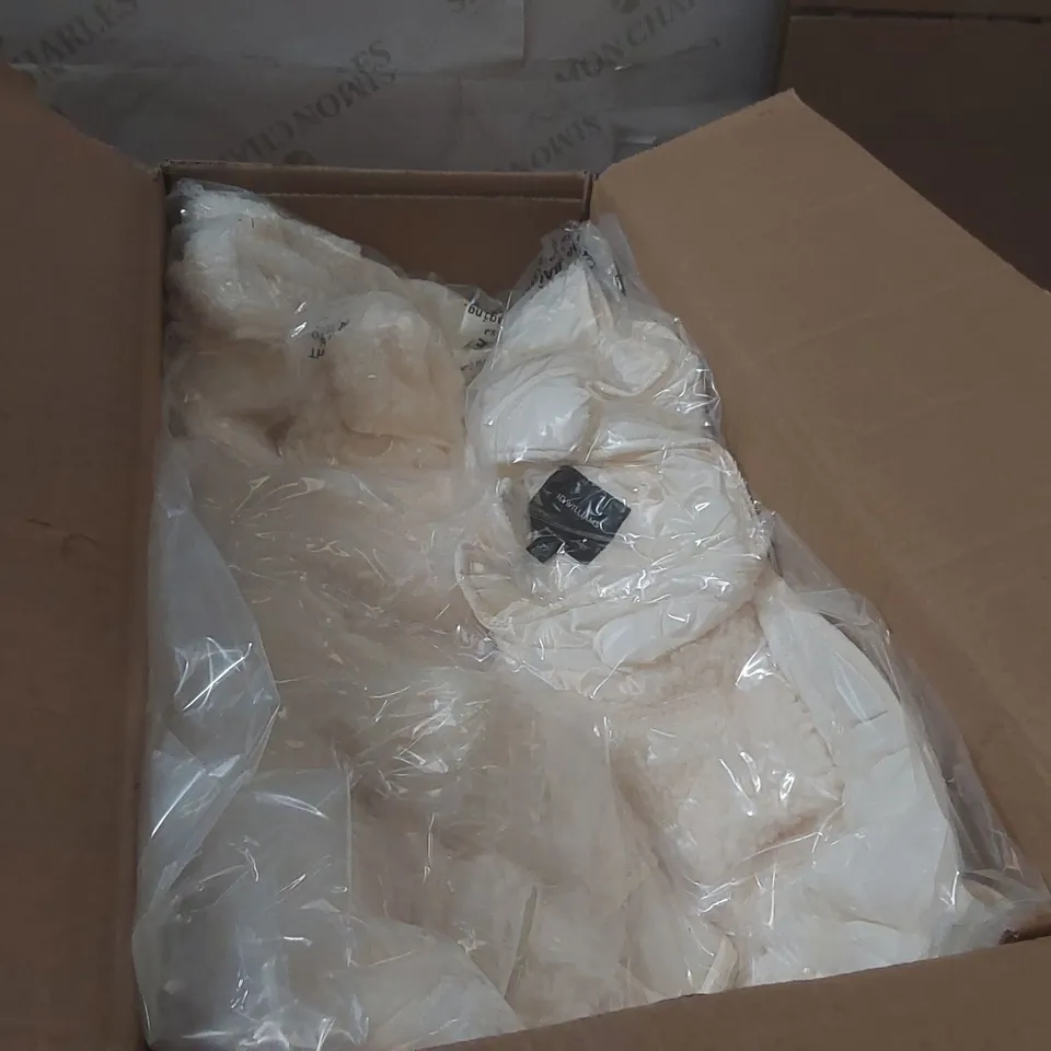 BOX CONTAINING APPROXIMATELY 7x BRAND NEW JD WILLIAMS CREAM BORG GILETS - SIZE 22