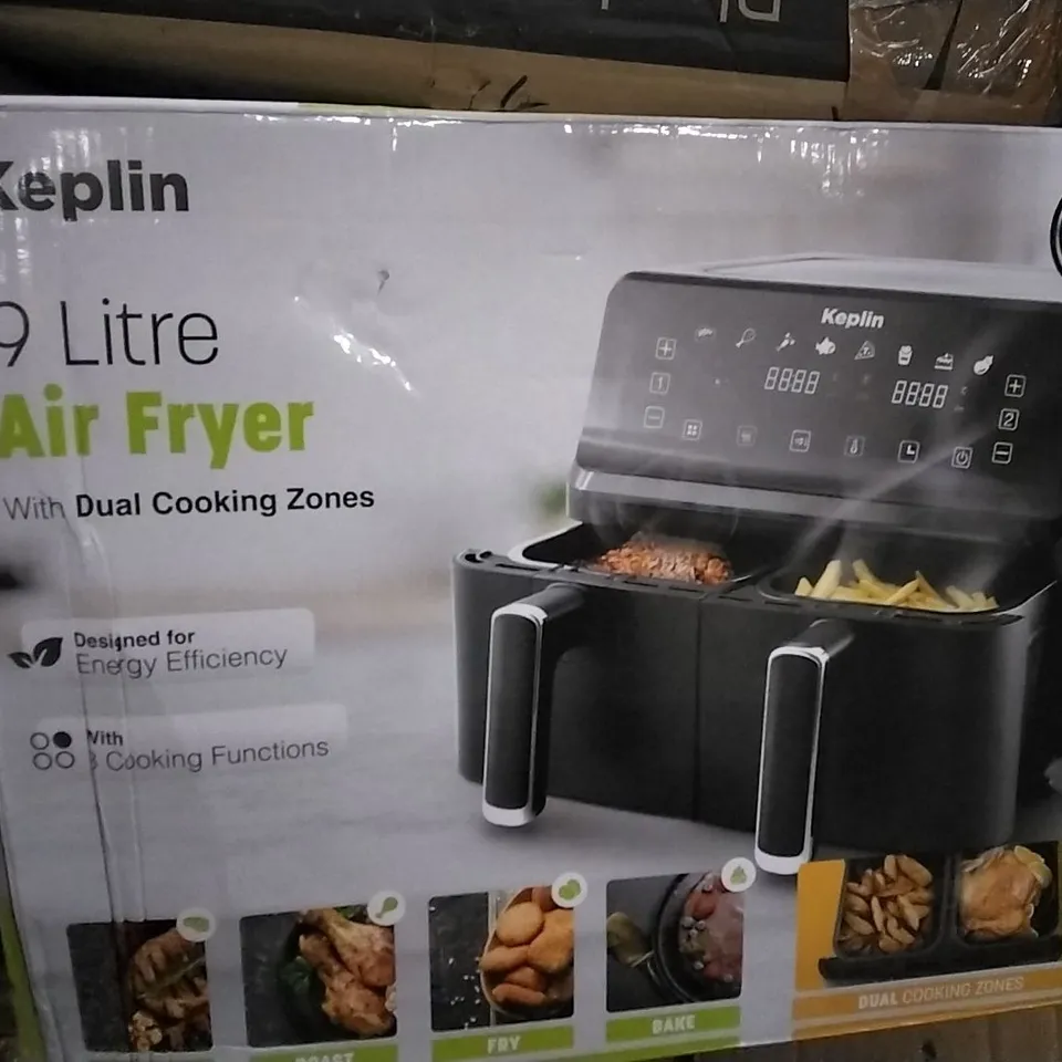 BOXED KEPLIN 9 LITRE AIR FRYER WITH DUAL COOKING ZONES