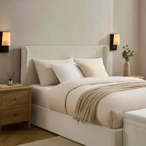 BOXED DUSK BERKELEY OTTOMAN STORAGE BED - CHENILLE ECRU // SIZE: 5FT KING (2 BOXES)