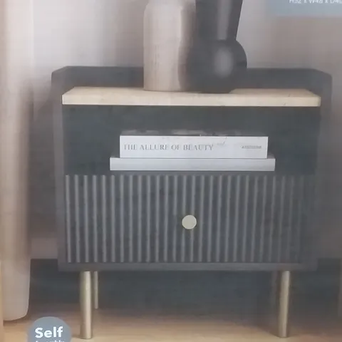BOXED GEORGI 1 DRAWER BEDSIDE IN BLACK - H52 X W46 X D40CM