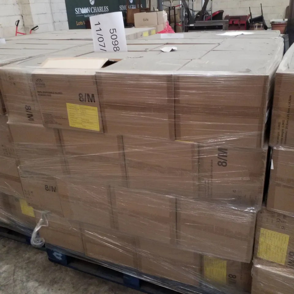 PALLET CONTAINING APPROXIMATELY 600 INTCO VINYL GLOVES 100PK MEDIUM