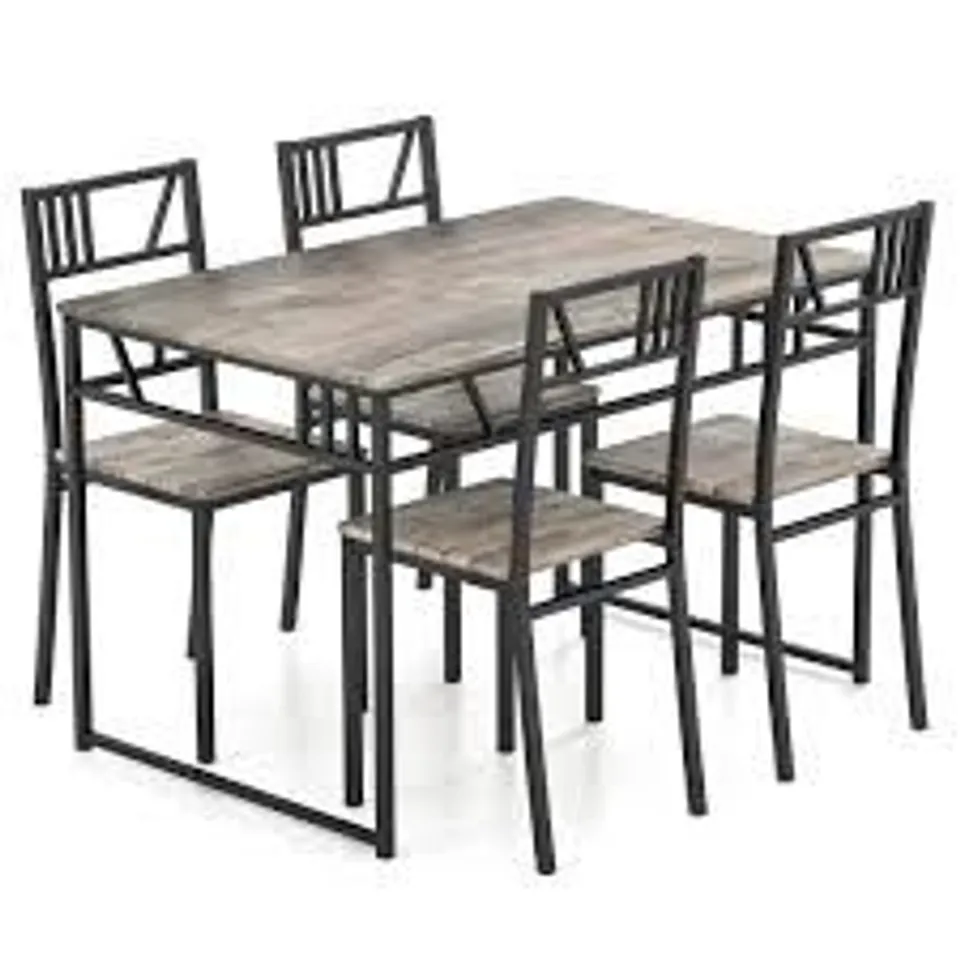 BOXED COSTWAY 5 PIECE DINING TABLE SET WITH WOOD LIKE TABLETOP AND METAL FRAME FOR KITCHEN/DINING ROOM (1 BOX)