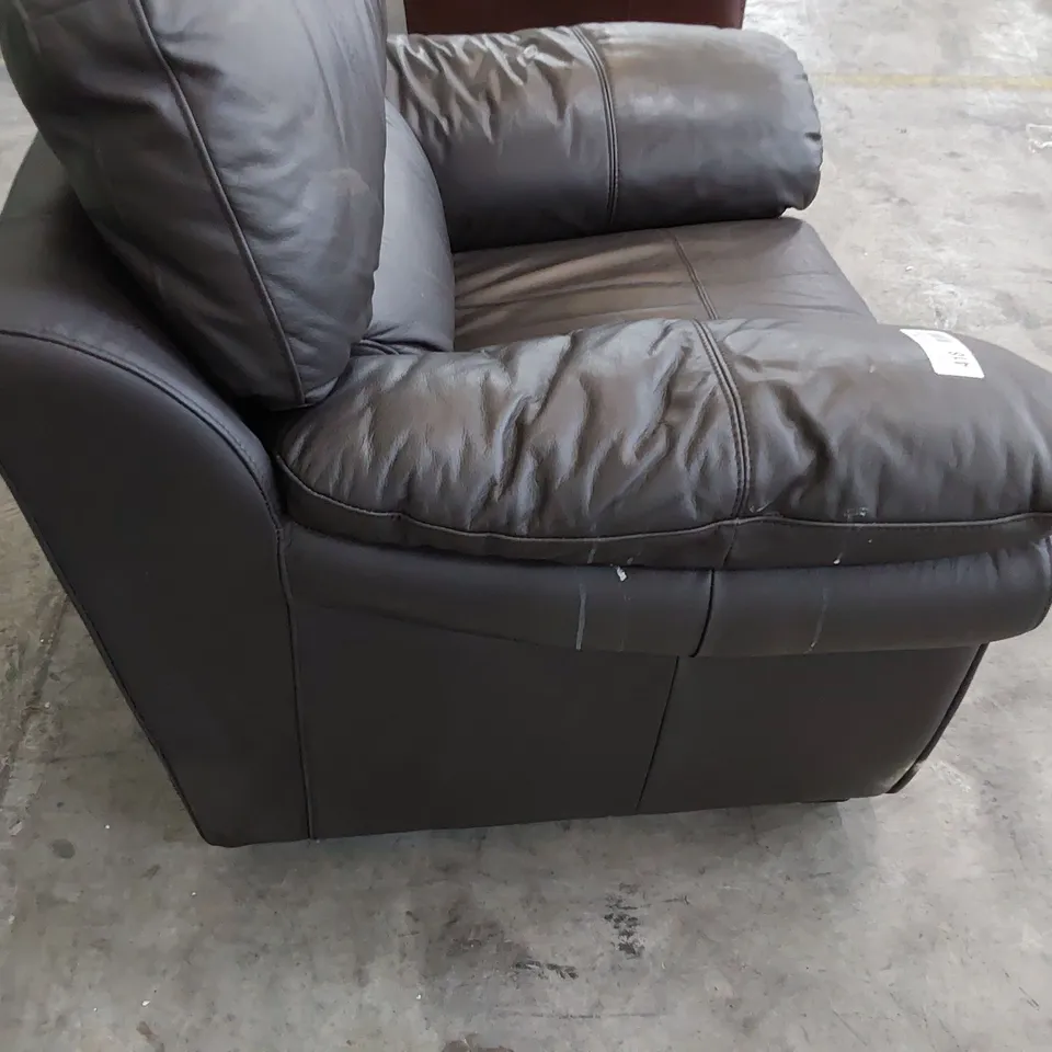 DESIGNER EASY CHAIR BROWN LEATHER 