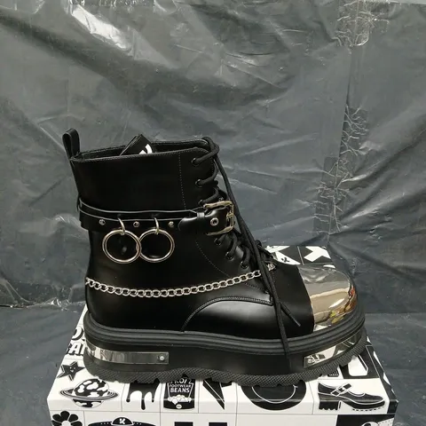 BOXED PAIR OF KOI MENS HARDWARE PLATFORM BOOTS - UK SIZE 11