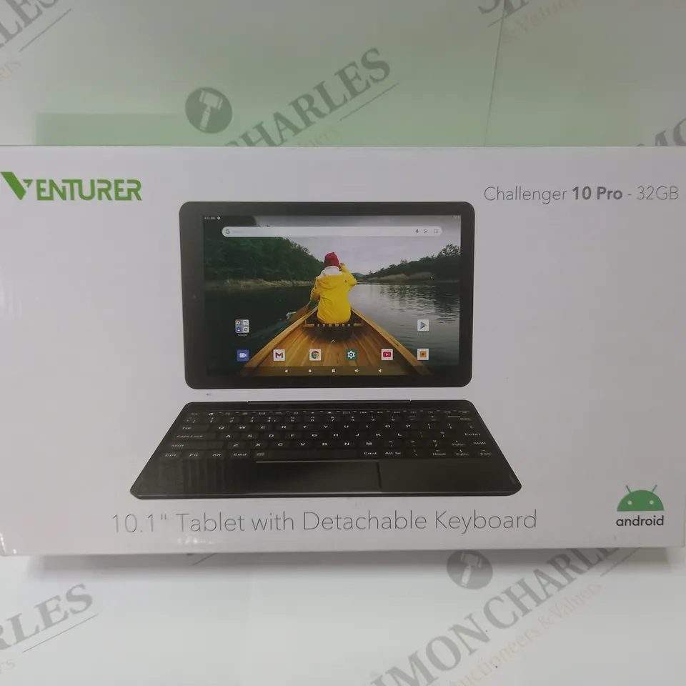 BRAND NEW BOXED VENTURER CHALLENGER 10 PRO 10.1" ANDROID TABLET WITH DETACHABLE KEYBOARD - BLACK 32GB