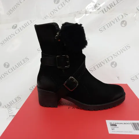BOXED RUTH LANGSFORD CASUAL BOOTS, BLACK - SIZE 4