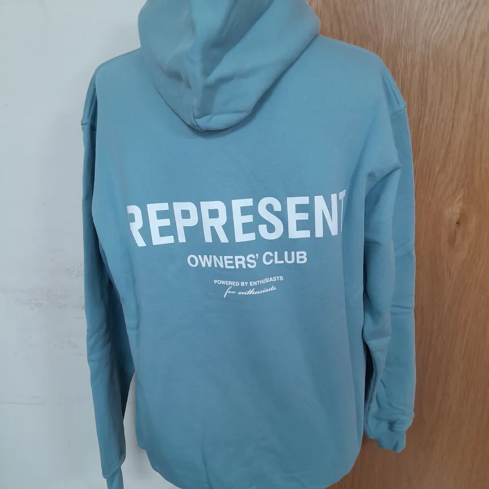 REPRESENT OWNERS CLUB JERSEY HOODIE IN POWDER BLUE SIZE XXS