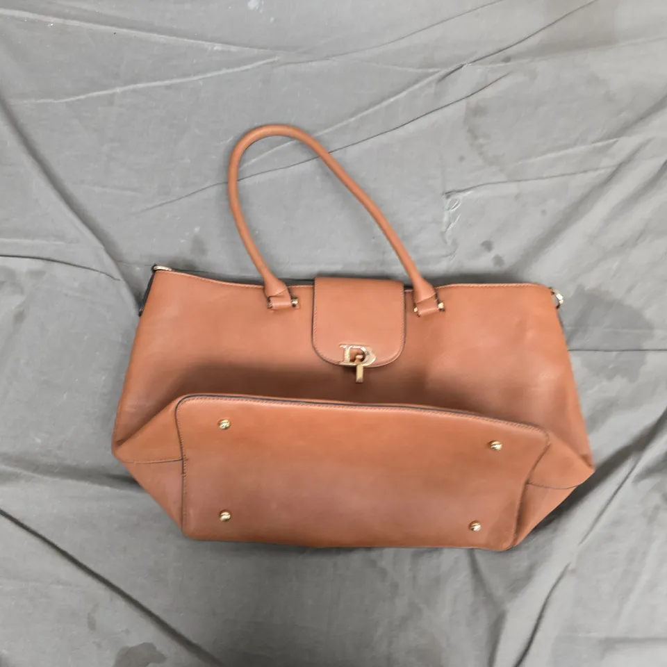 DUNE LONDON BROWN LEATHER HANDBAG – SATCHEL WITH GOLD HARDWARE