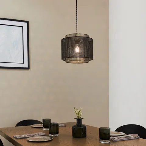BOXED ENDON PLEXUS NON ELECTRIC SHADE IN MATT BLACK AND ANTIQUE BRASS PLATE