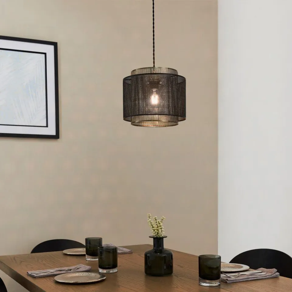 BOXED ENDON PLEXUS NON ELECTRIC SHADE IN MATT BLACK AND ANTIQUE BRASS PLATE