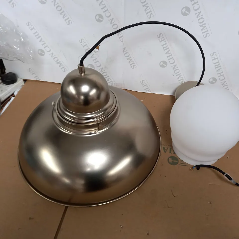 CHAMPAGNE GOLD METAL DOME LIGHT FIXTURE WITH FROSTED GLASS BULB COVER