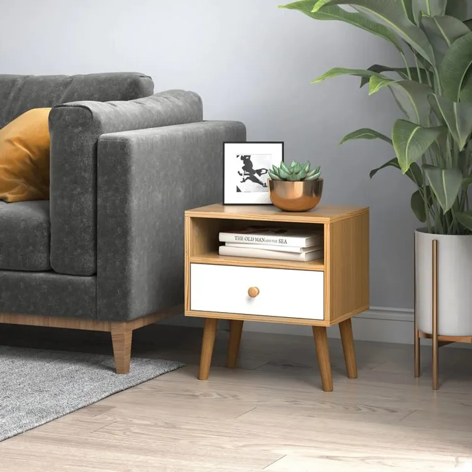 BOXED MONTEVIA MANUFACTURED WOODEN BEDSIDE TABLE 