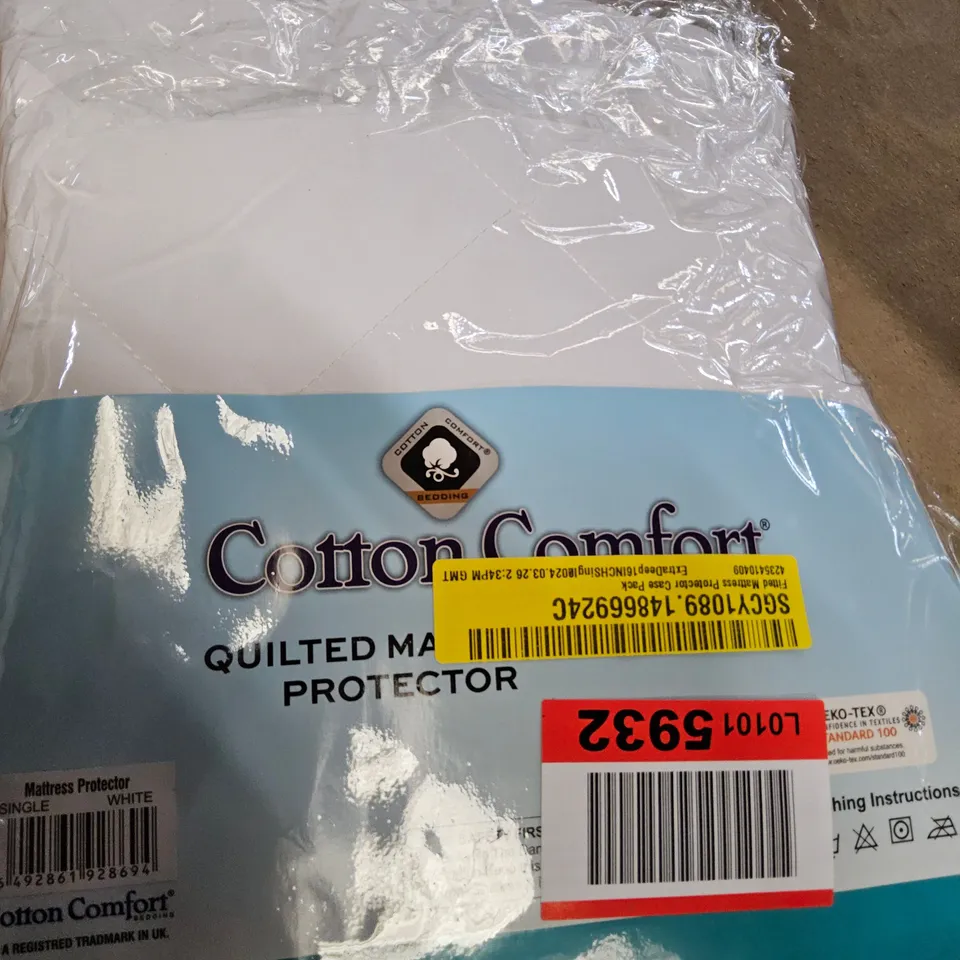 FITTED QUILTED MATTRESS PROTECTOR SINGLE WHITE