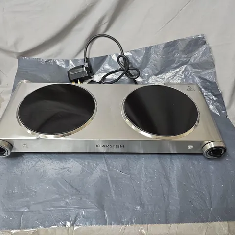 KLARSTEIN DUAL ELECTRIC HOT PLATE – STAINLESS STEEL, 2 ZONES - DAMAGED 