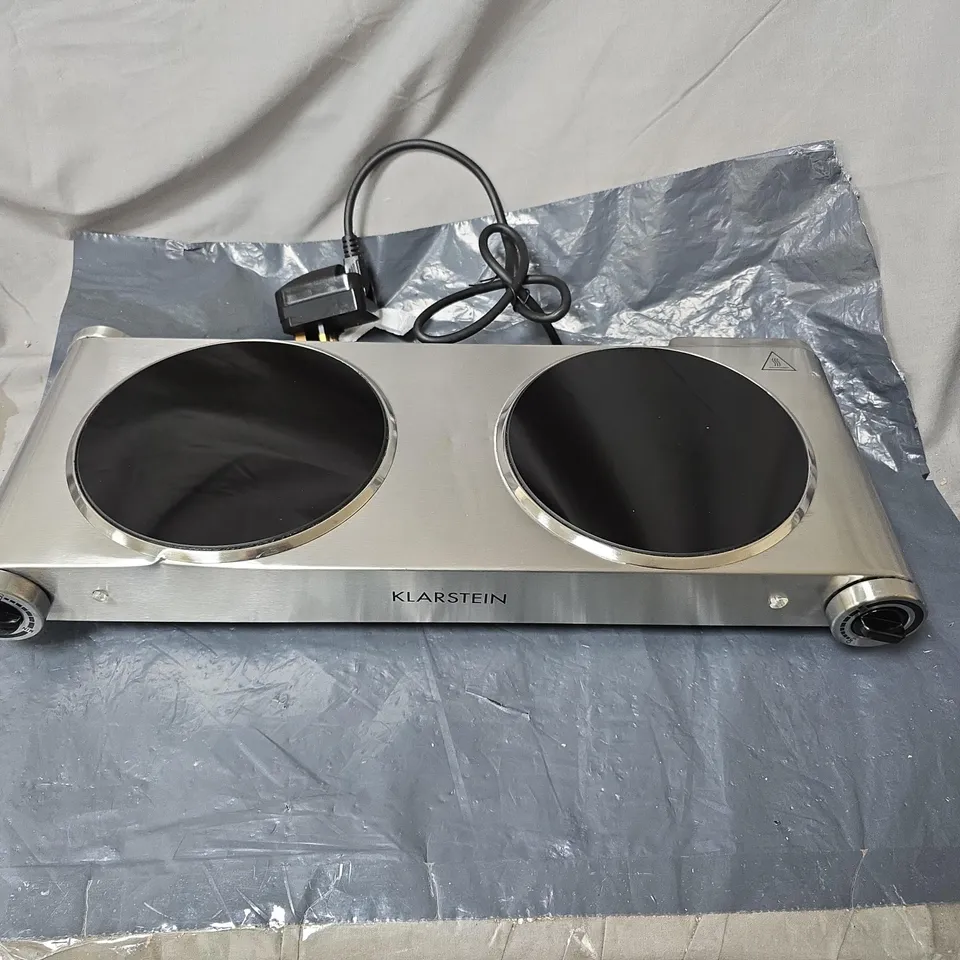 KLARSTEIN DUAL ELECTRIC HOT PLATE – STAINLESS STEEL, 2 ZONES - DAMAGED 