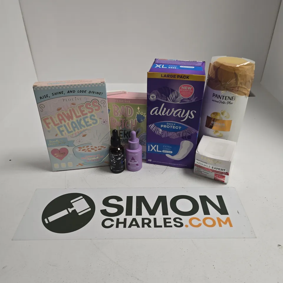 APPROXIMATELY 12 ASSORTED HEALTH & BEAUTY PRODUCTS TO INCLUDE LOREAL WRINKLE EXPERT, PLOUISE FLAWLESS FLAKES, ALWAYS DAILY PROTECT, ETC - COLLECTION ONLY