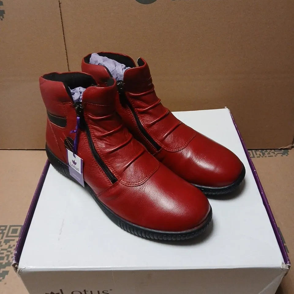 LOTUS ATLANTA RED LEATHER ANKLE BOOTS - UK 7