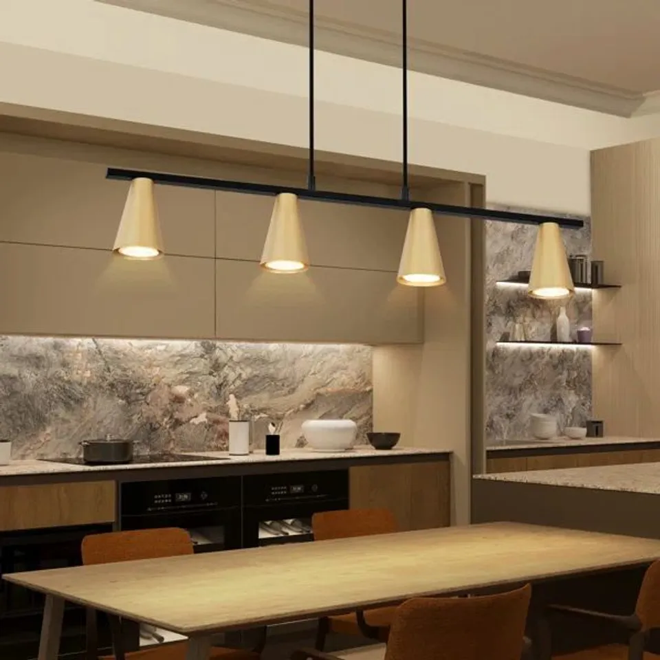 BOXED 4-LIGHT GU10 PENDANT LIGHT CONICAL DINING ROOM LAMP