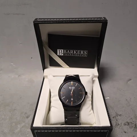 BOXED BARKERS OF KENSINGTON ENTOURAGE ROSE GOLD BLACK WATCH