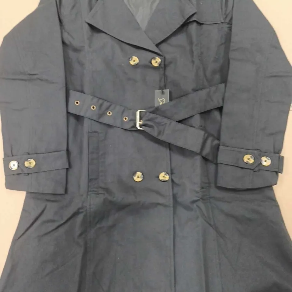 LOT OF APPROXIMATELY 13 BRAND NEW DESTELLO BLACK TRENCH COATS - UK 10/12