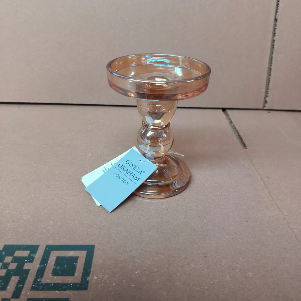 GISELA GRAHAM LONDON PINK GLASS CANDLESTICK HOLDERS – SET OF 6 (XMAS)