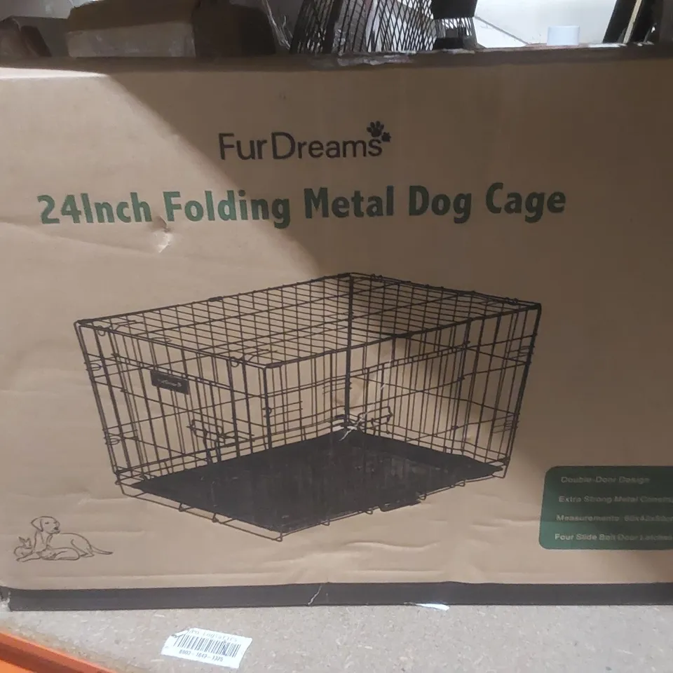 FURDREAMS 24INCH FOLDING METAL DOG CAGE 