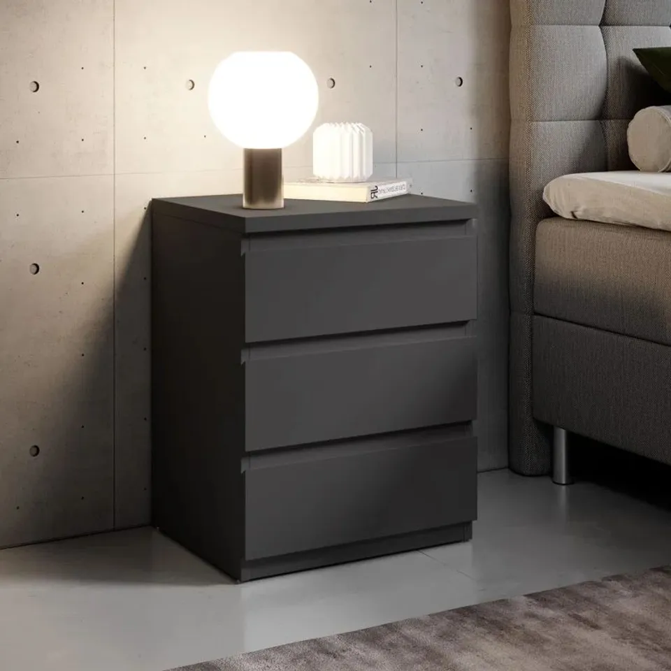 BOXED MANUFACTURED WOOD BEDSIDE TABLE