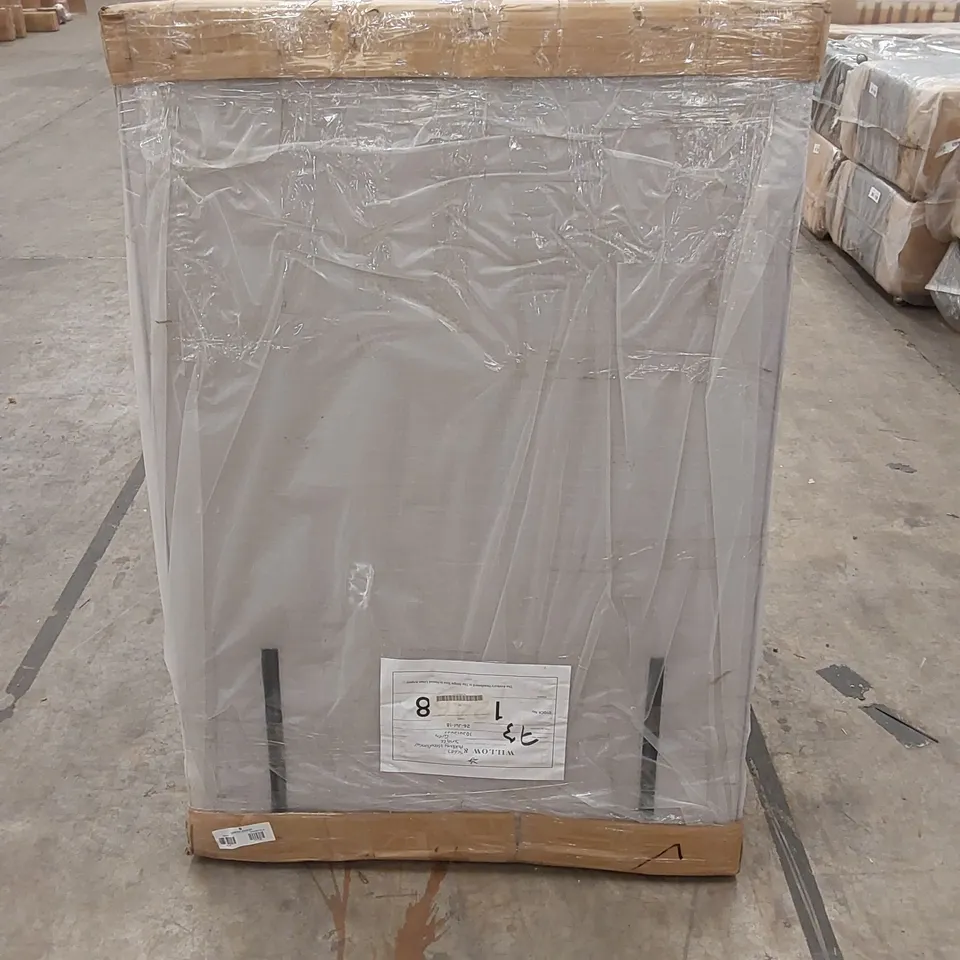 BAGGED DESIGNER WILLOW AND HALL AUEBURY 90cm SINGLE FABRIC UPHOLSTERED HEADBOARD - GREY