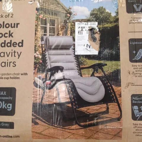 BOXED KEPLIN PACK OF 2 GRAVITY CHAIRS BLACK & GREY