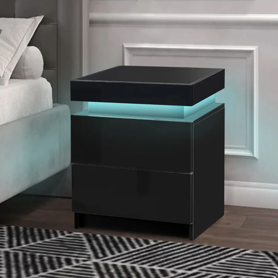 BOXED CLIPOP KUMAR LED LIGHT BEDSIDE TABLE - BLACK 