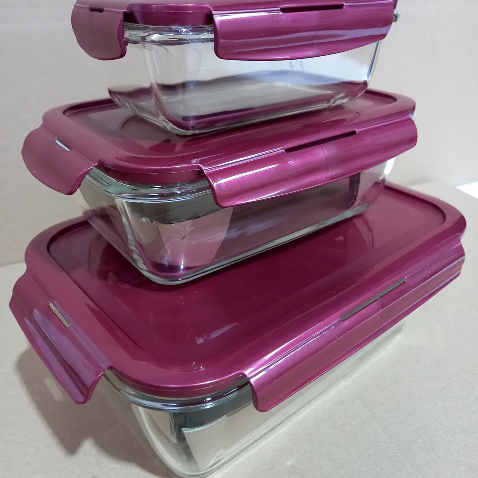 LOCK & LOCK SET OF 3 OVEN SAFE NESTING GLASS CONTAINERS