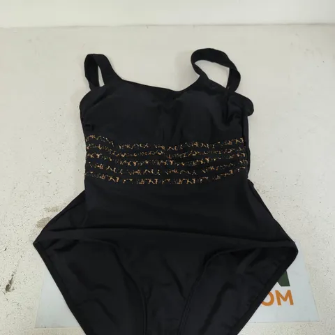 LASCANA BLACK SWIMSUIT WITH LEOPARD CROSS-BACK STRAPS, UK 14 B (EU 40)
