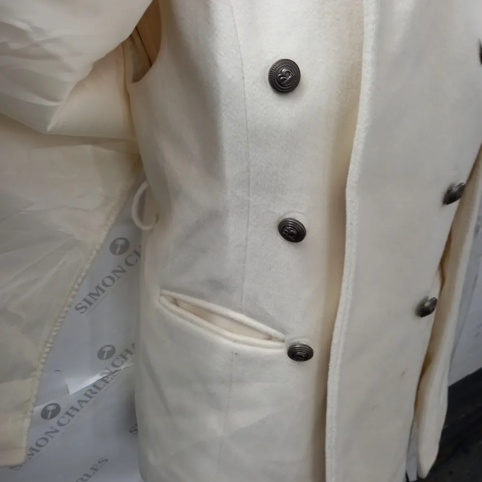 FANFAN CREAM BUTTON FRONT OVERCOAT - S