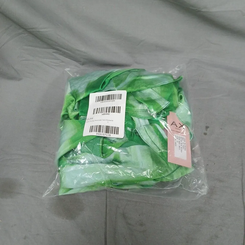 AX PARIS HALTER NECK RUCHED MINI DRESS – GREEN – UK SIZE 12