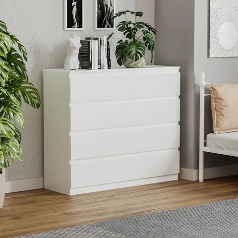 BOXED CUNHA 8 DRAWER WIDE CHEST OF DRAWERS [2 BOXES]