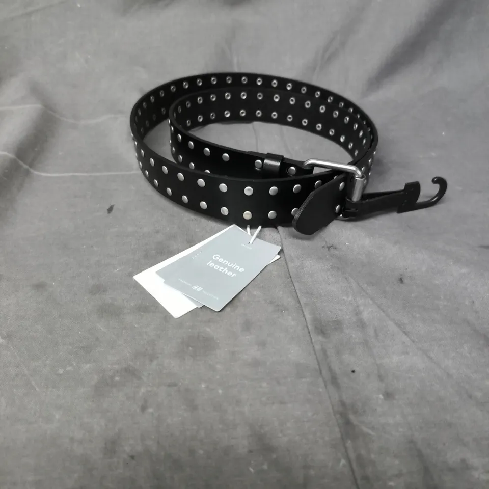 H&M GENUINE LEATHER STUDDED BELT – BLACK XL
