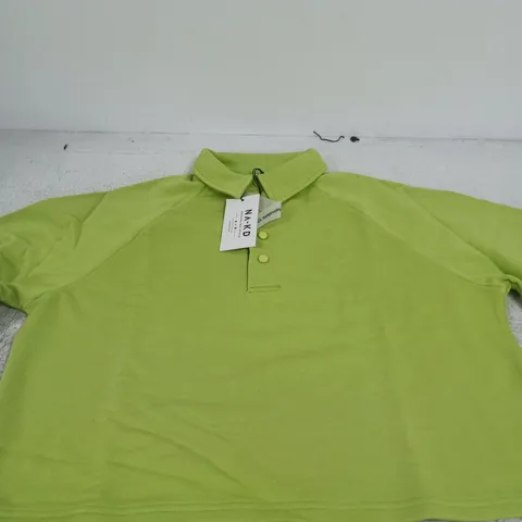 NA-KD BUTTONED COLLAR SWEATER β LIME GREEN, XS
