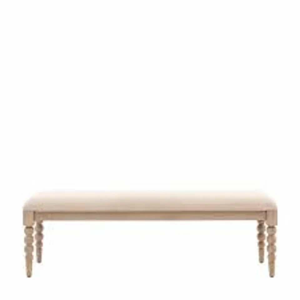 BOXED NATURAL OAK LARGE DINING BENCH BISCUIT FABRIC SEAT (1 BOX)