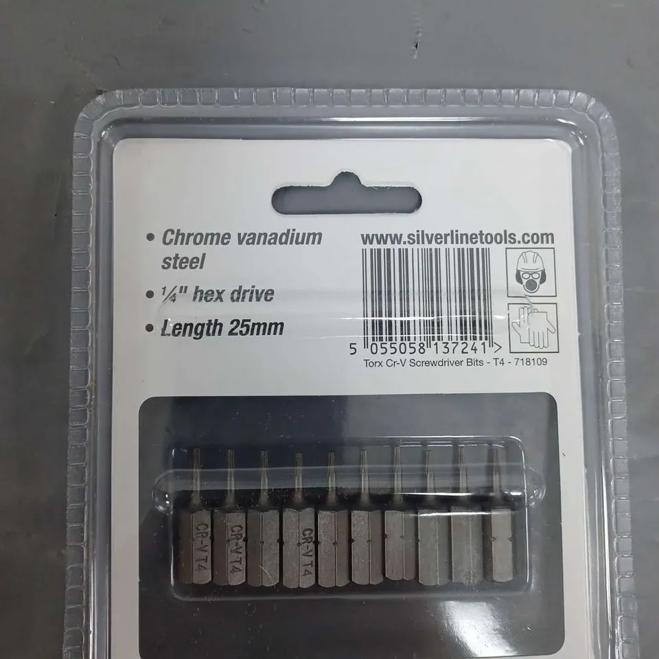 BOXED LOT OF 10 SILVERLINE TORX CR-V SCREWDRIVER BITS
