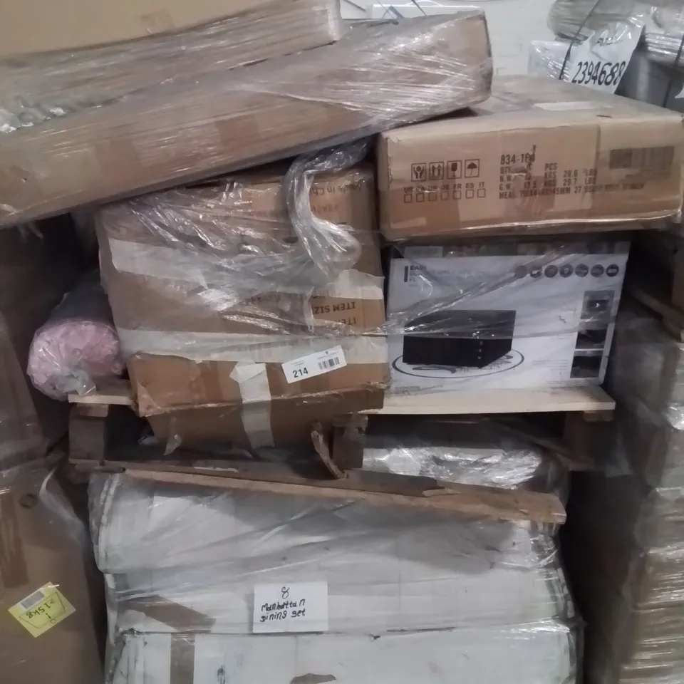 PALLET CONTAINING ASSORTED ITEMS TO INCLUDE: DINING SETS, ROBOT VACUUM ECT. 