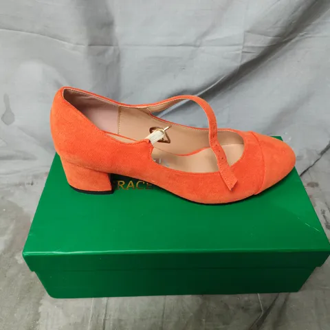 GRACE ORANGE SUEDE MARY JANE HEELS – WOMEN'S UK4 (US6), PAIR, BOXED