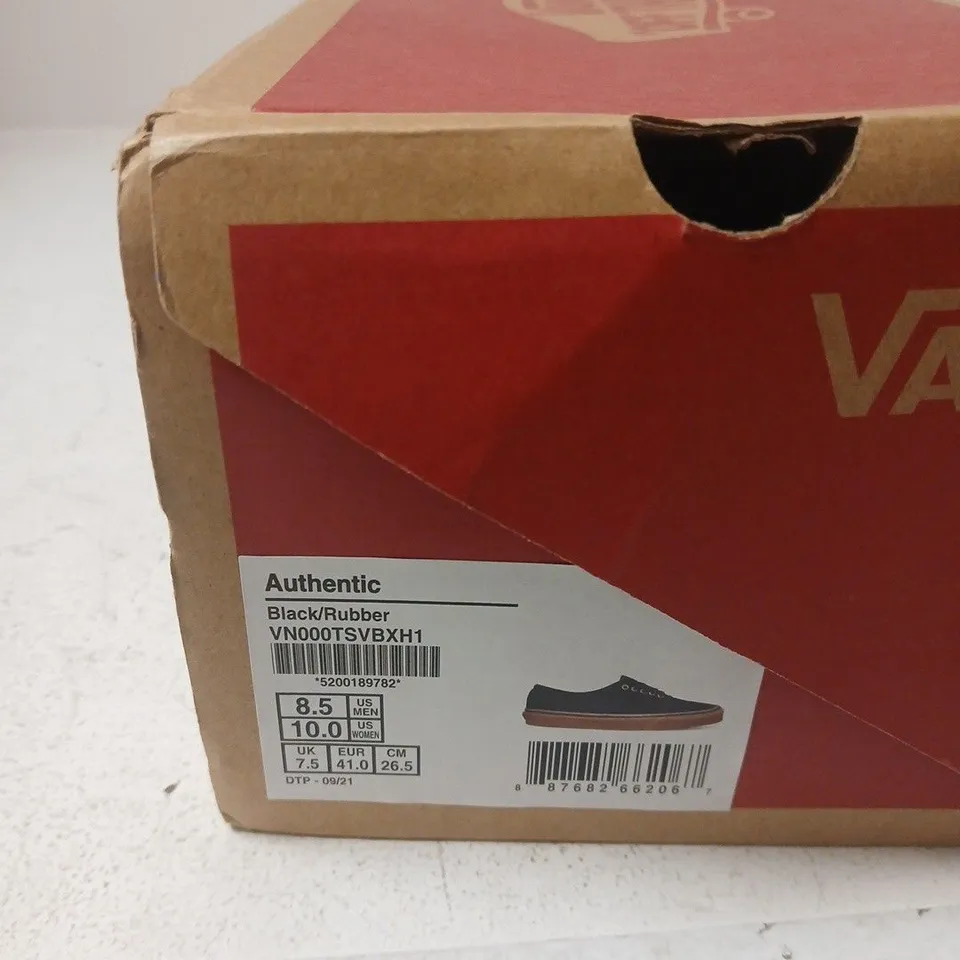 VANS AUTHENTIC BLACK CANVAS SHOES – MEN'S UK 7.5 (US 8.5)