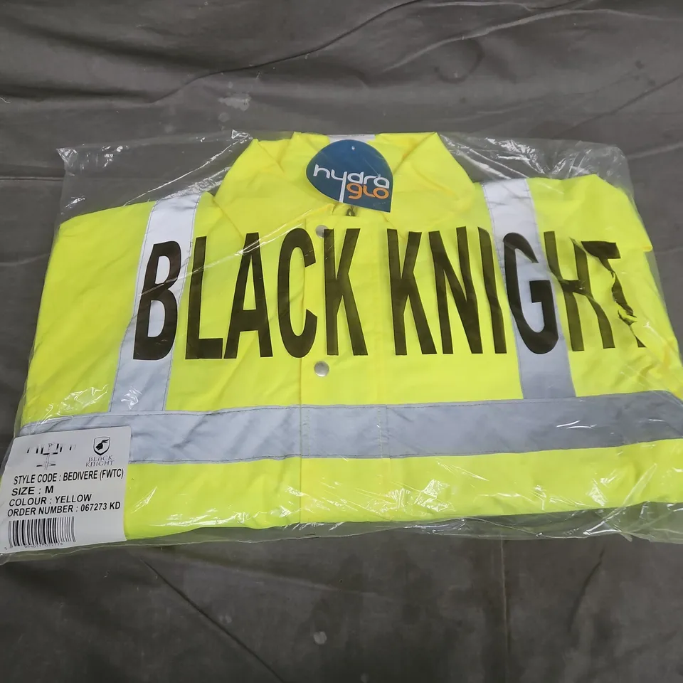 BAGGED BLACK KNIGHT BEDIVERE FOUL WEATHER HIGH VISIBILITY WARNING JACKET IN YELLOW - MEDIUM