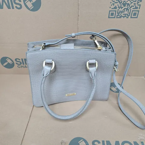 RUTH LANGSFORD LIGHT GREY CROCODILE-TEXTURED HANDBAG